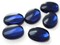 6 14mm x 10mm Vintage Cobalt Blue Glass Oval Foil Back Cabochons